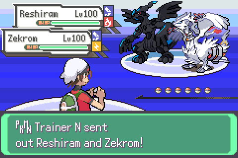 N sends out Reshiram and Zekrom against the player