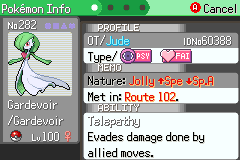 A Pokémon summary showing the nature set by a Mint