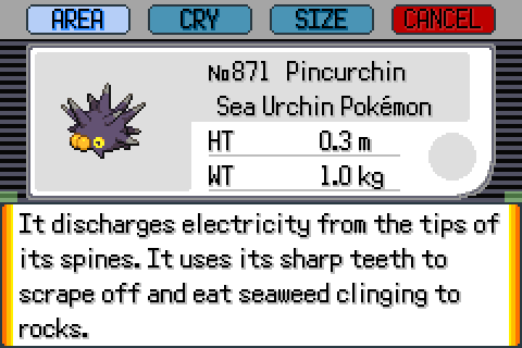A Pokédex entry in English