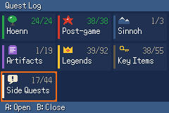 The Quest Log’s chapter grid