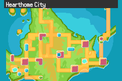 The Sinnoh Map with a marker on the current area