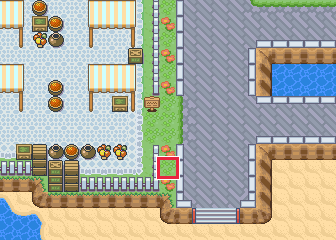 The map at Slateport City, with the tile to face framed in red