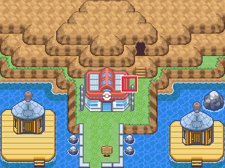The map at Pacifidlog Town, with the tile to face framed in red