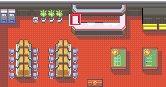 The map at Mauville City · Game Corner, with the tile to face framed in red