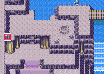 The map at Meteor Falls · 1F 1R, with the tile to face framed in red