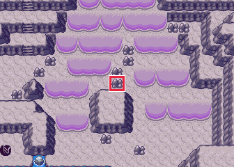 The map at Meteor Falls · 1F 2R, with the tile to face framed in red