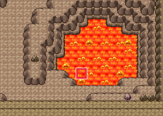 The map at Terra Cave · the last room, with the tile to face framed in red