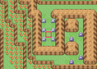 The map at Mt. Pyre · Summit, with the tile to face framed in red