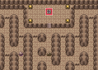 The map at Granite Cave · the cave west of Dewford Town, right-hand room, with the tile to face framed in red