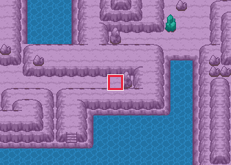 The map at Cerulean Cave, with the tile to face framed in red